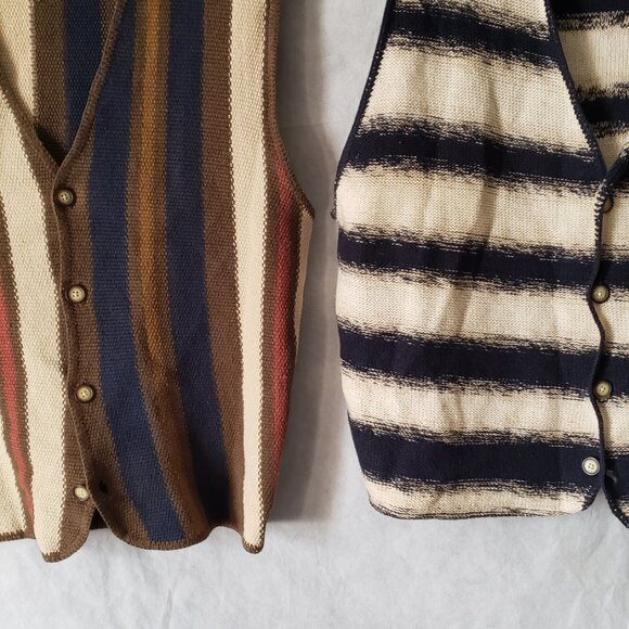 Structure Retro Cardigan 90s Sweater Button Vest Men XL Eclectic Grandpa V-Neck - Picture 15 of 16